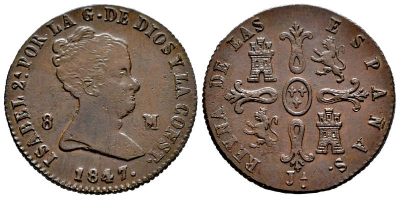 Elizabeth II (1833-1868). 8 maravedis. 1847. Jubia. (Cal-114). Ae. 9,70 g. VF/Al...