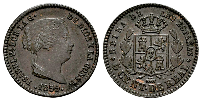 Elizabeth II (1833-1868). 5 centimos de real. 1859. Segovia. (Cal-164). Ae. 2,13...