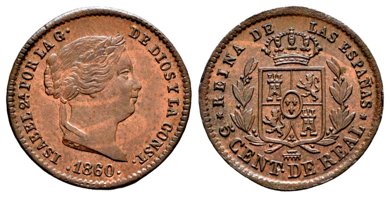 Elizabeth II (1833-1868). 5 centimos de real. 1860. Segovia. (Cal-165). Ae. 1,86...