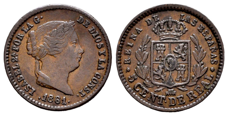 Elizabeth II (1833-1868). 5 centimos de real. 1861. Segovia. (Cal-166). Ae. 2,07...