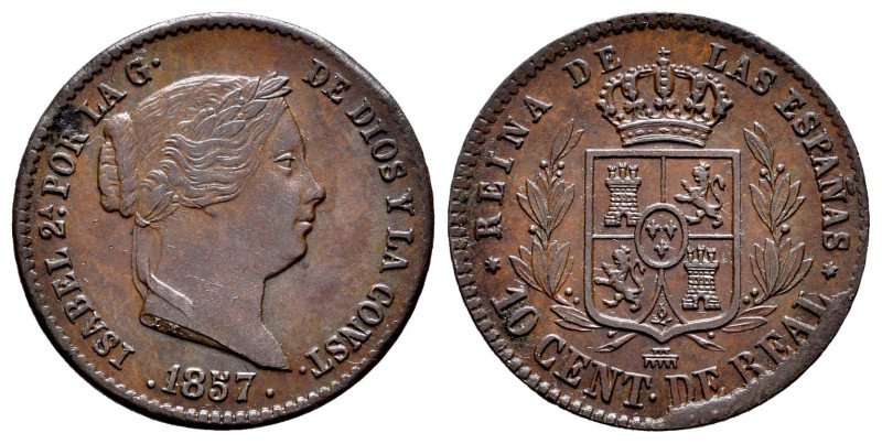 Elizabeth II (1833-1868). 10 centimos de real. 1857. Segovia. (Cal-173). Ae. 3,9...