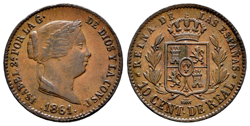 Elizabeth II (1833-1868). 10 centimos de real. 1861. Segovia. (Cal-177). Ae. 3,7...