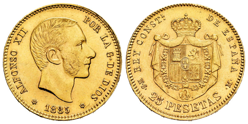 Alfonso XII (1874-1885). 25 pesetas. 1885*18-85. Madrid. MSM. (Cal-90). Au. 8,05...