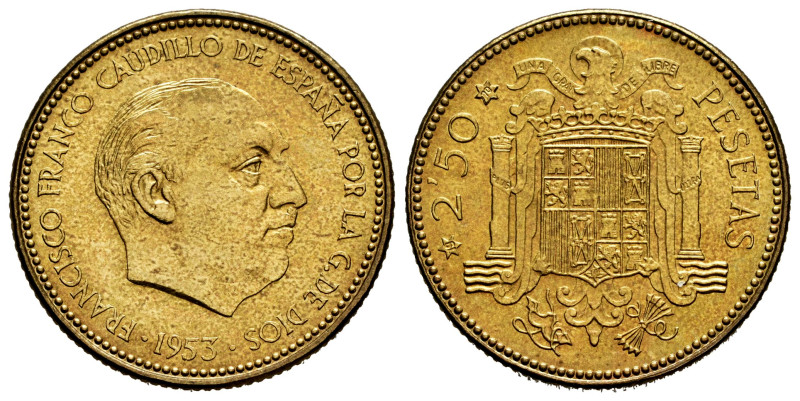 Estado Español (1936-1975). 2,50 pesetas. 1. Madrid. (Cal-89). 6,76 g. Scarce. M...