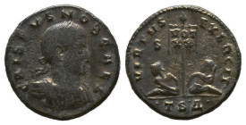 Roman Imperial Coins, Crispus. Caesar, A.D. 317-326. Æ follis 
Reference:
Condition: Very Fine

Weight: 2.88gr
Diameter: 18.01mm