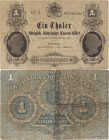 Altdeutsche Staaten und Länderbanken bis 1871 Sachsen
Königlich-Sächsisches Cassenbillett 1 Taler 2.3.1867. Grab./Kr. 462 WPM S-629 III-