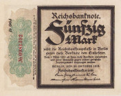 Deutsches Reich bis 1945
Geldscheine aus der Zeit des Ersten Weltkrieges 1914-1918 50 Mark 20.10.1918. Serie D 064. KN 0981392 Ro. 56 d Grab. DEU-44 ...