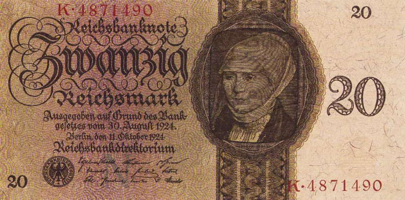 Deutsches Reich bis 1945
Deutsche Reichsbank 1924-1945 20 Reichsmark 11.10.1923...