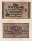 Besatzungsausgaben des Zweiten Weltkriegs
Reichskreditkassenscheine 1939-1944 1 Reichsmark o.D. Mit Dienststempel der Waffe-SS, Verwaltung SS Flak-Er...