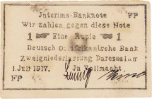 Geldscheine der deutschen Kolonien
Deutsch-Ostafrika, Deutsch-Ostafrikanische Bank, Kriegsausgaben 1915/17 - Interims-Banknoten 10 Rupien 1.7.1917. u...