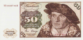 Bundesrepublik Deutschland
Deutsche Bundesbank 1960-1999 50 DM 2.1.1980. Serie YE/D (Austauschnote) Ro. 288 b Grab. BRD-32 b II+