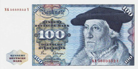 Bundesrepublik Deutschland
Deutsche Bundesbank 1960-1999 100 DM 2.2.1980. Serie NK/J Ro. 289 a Grab. BRD-33 a I