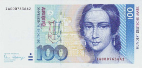 Bundesrepublik Deutschland
Deutsche Bundesbank 1960-1999 100 DM 2.1.1989. KN ZA00076366A2 (Austauschnote) Ro. 294 b Grab. BRD-38 b I-