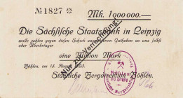 Städte und Gemeinden
Böhlen 1 Million Mark 13.8.1923. Staatliche Bergdirektion Böhlen Keller VI 507 b Bühn 0330.4 III