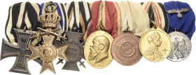 Ordensspangen
Spange mit 7 Auszeichnungen Preußen - Eisernes Kreuz 2. Klasse 1914. Bayern - Militär- Verdienstkreuz mit Krone und Schwertern 3. Klass...