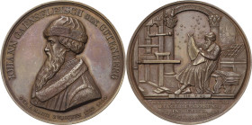 Buchdruck
 Bronzemedaille 1840 (König) 400-Jahrfeier der Erfindung des Buchdrucks. Brustbild Gutenbergs nach links / Gutenberg in seiner Druckerei, h...