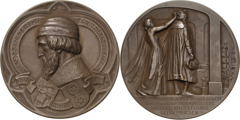 Buchdruck
 Bronzemedaille 1900 (Bosselt) 500. Geburtstag von Johannes Gutenberg...