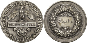 Drittes Reich
 Silbermedaille 1934 (Oskar Glöckler) 1. Reichsnährstands-Ausstellung in Erfurt. Reichsadler über Hakenkreuz / Früchtekranz, im Feld 1 ...