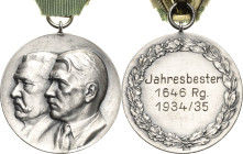 Drittes Reich
 Silbermedaille o.J. (graviert 1934/35) (unsigniert) Jahresbester 1646 Rg. 1934/35. Brustbilder Hitlers und Hindenburgs nebeneinander n...