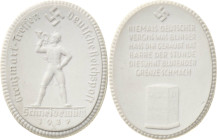 Drittes Reich
 Weiße Porzellanmedaille 1937 (Meißen) Grenzmarktreffen der Deutschen Reichspost in Schneidemühl. Hornblasender Postillion halblinks / ...