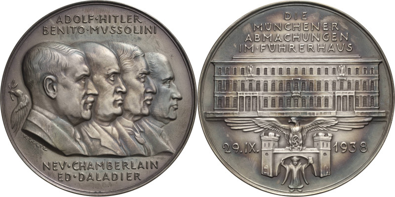 Drittes Reich
 Silbermedaille 1938 (Karl Goetz) Münchner Abkommen. Die Brustbil...