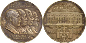 Drittes Reich
 Bronzemedaille 1938 (Karl Goetz) Münchner Abkommen. Brustbilder von Hitler, Mussolini, Chamberlain und Daladier nebeneinander nach rec...