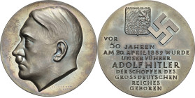 Drittes Reich
 Silbermedaille 1939 (Krischker) 50. Geburtstag von Adolf Hitler - gestiftet von der Stadt Braunau. Kopf nach links / Wappen von Brauna...