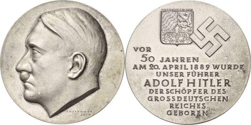 Drittes Reich
 Silbermedaille 1939 (Krischker) 50. Geburtstag von Adolf Hitler ...