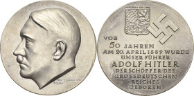 Drittes Reich
 Silbermedaille 1939 (Krischker) 50. Geburtstag von Adolf Hitler - gestiftet von der Stadt Braunau. Kopf nach links / Wappen von Brauna...