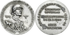 Drittes Reich
 Zinkmedaille 1940. Neujahrsmedaille 1939-1940 - Kriegsopfertag des Kriegswinterhilfswerkes Kreis Pforzheim. Brustbild eines Soldaten h...