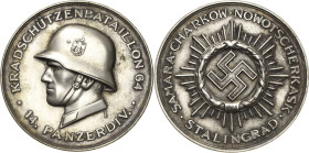 Drittes Reich
 Versilberte Bronzemedaille 1941 (Richard Klein/Deschler) Erinnerungsmedaille des Kradschützenbataillons 64 der 14. Panzerdivision. Kop...