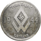 Drittes Reich
 Einseitige Aluminiummarke 1944. Kantinenmarke der 7. SS-Freiwilligen-Gebirgs-Division "Prinz Eugen". Runenzeichen mit Hakenkreuz. 23,7...