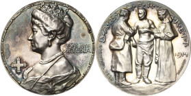 Erster Weltkrieg
 Silbermedaille 1914 (P. Sturm/Grünthal) Barmherzigkeit. Brustbild der Kaiserin Auguste Victoria nach links / Sanitäter verbindet ei...