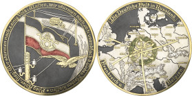 Erster Weltkrieg
 Teilvernickelte und teilvergoldete Eisenmedaille o.J. Die Deutsche Feldpost in Russland, Frankreich und Belgien. Reichspostflagge a...