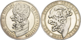 Erster Weltkrieg
 Silbermedaille o.J. Spottmedaille auf die Waffenbrüderschaft von Frankreich, Russland, Belgien und England. "Doppelkopf" Franzose/R...