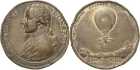 Slg. Joos - Medaillen, Plaketten, Abzeichen der Luftfahrt 1783-1945
 Versilberte Bronzemedaille 1784 (unsigniert) Auf die erste Ballonfahrt in Englan...