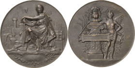 Slg. Joos - Medaillen, Plaketten, Abzeichen der Luftfahrt 1783-1945
 Bronzemedaille o.J. (L.E. Mouchon) Auf Amboss sitzende Industria mit Hammer, umg...