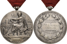 Slg. Joos - Medaillen, Plaketten, Abzeichen der Luftfahrt 1783-1945
 Versilberte Bronzemedaille o.J. (graviert 1930) (unsigniert) Prämie. Auf Amboss ...