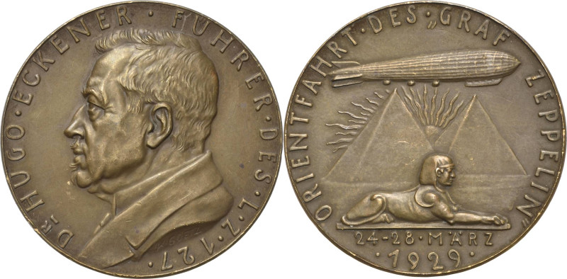 Luft- und Raumfahrt
 Bronzemedaille 1929 (K. Goetz) Dr. Hugo Eckener und die Or...