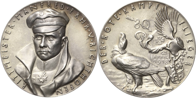 Medailleur Goetz, Karl 1875-1950
 Silbermedaille 1918. Tod des Fliegers Manfred...