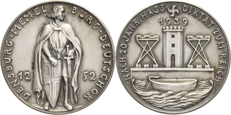 Medailleur Goetz, Karl 1875-1950
 Silbermedaille 1939. Anschluss der Stadt Meme...