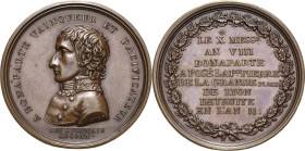 Napoleon, Befreiungskriege und ihre Jubiläen
 Bronzemedaille 1800 (Chavanne) Auf die Errichtung des Place Bellecour in Lyon. Uniformiertes Brustbild ...