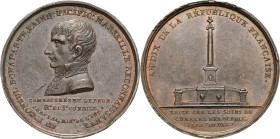 Napoleon, Befreiungskriege und ihre Jubiläen
 Bronzemedaille 1802 (Poize) Errichtung der Napoleonsäule in Marseille. Brustbild nach links / Ansicht d...