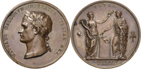 Napoleon, Befreiungskriege und ihre Jubiläen
 Bronzemedaille 1805 (L. Manfredini) Krönung Napoleons zum König von Italien in Mailand. Belorbeerter Ko...