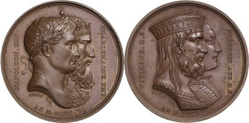 Napoleon, Befreiungskriege und ihre Jubiläen
 Bronzemedaille 1806 (Andrieu) Auf das Bündnis mit Sachsen. Die Köpfe von Napoleon und Karl dem Großen n...