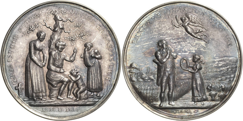 Not und Teuerung
 Silbersteckmedaille 1817 (Stettner) Auf die Teuerung und das ...