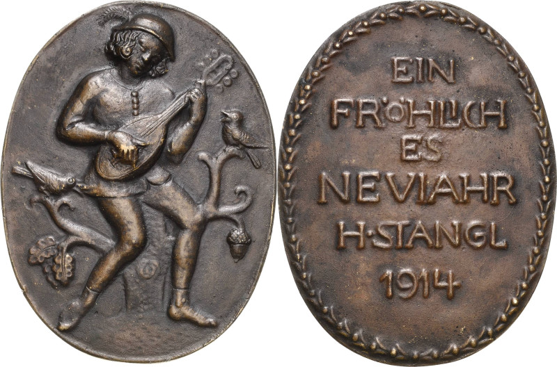 Neujahrsmedaillen
 Bronzegussmedaille 1914 (Hans Stangl) Ein fröhliches Neujahr...