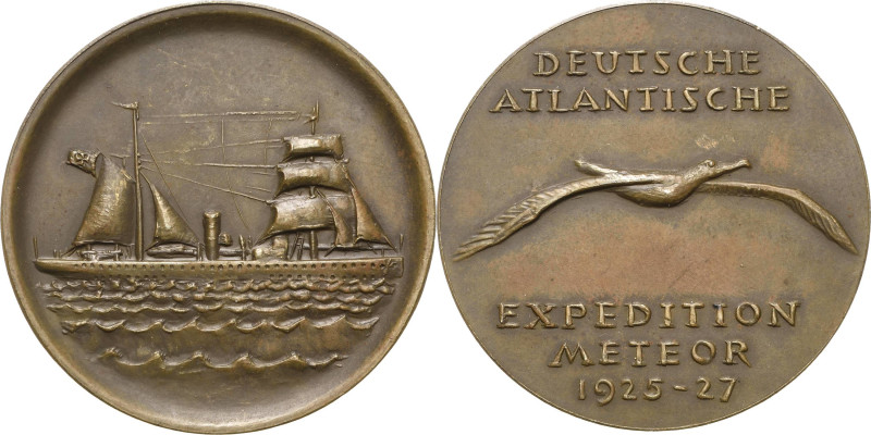 Schifffahrt
 Bronzemedaille 1927. Meteor-Medaille. Ansicht des Schiffes / Albat...