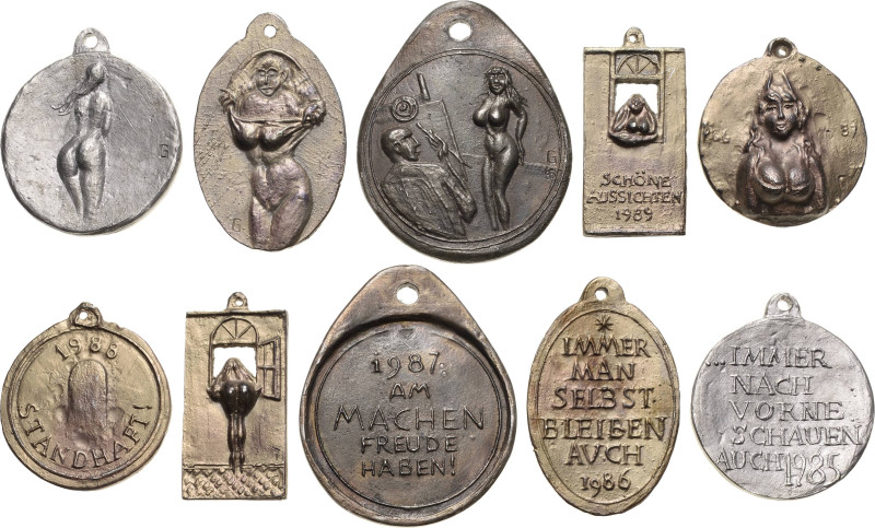 Güttler, Peter Götz *1939 Weißmetallgussmedaille 1985-1989. 5 Stück. Neujahrsmed...