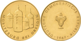 Medaillen
 Goldmedaille 1967. Moritzburg bei Dresden. Ansicht / Vase. 26,5 mm, 15,13 g. Ca. 900er Gold GOLD. Prägefrisch